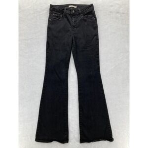 Levis 726 Flare Jeans Womens 28 Black Stretch High Rise Flared Denim Western Y2K